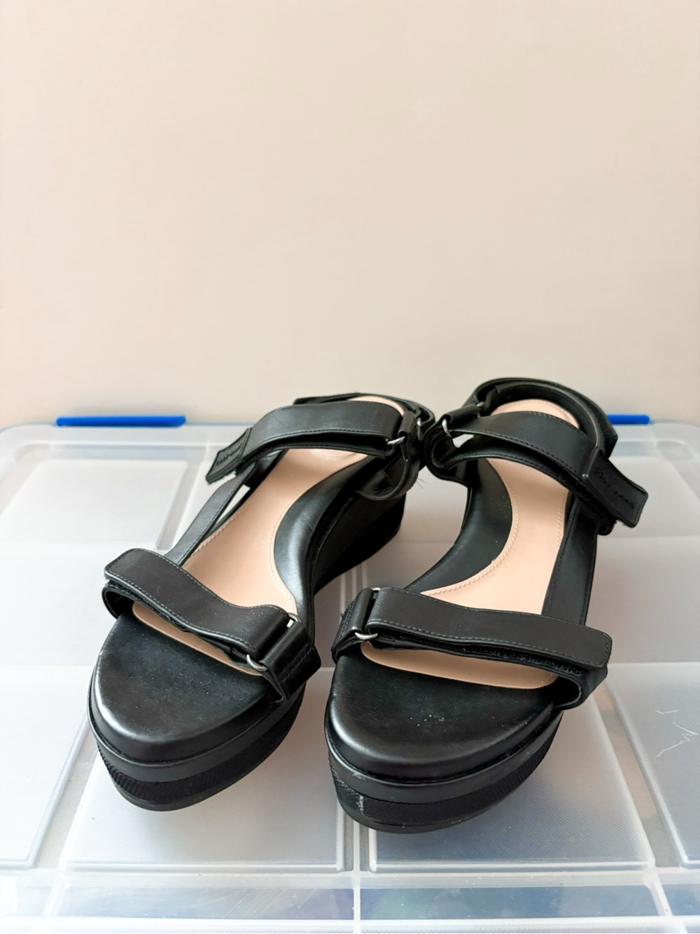Cole Haan Grand Ambition Black Wedge Sandals
